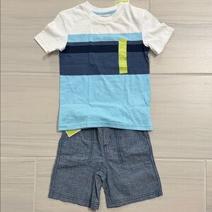 Circo Blue and White Striped Kids Tee and Shorts Set
